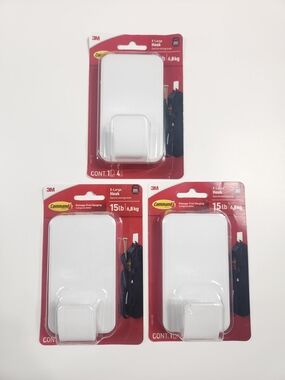 3X Command 15 lb XL Heavyweight Hook, White, 1 Wall Hook, Damage-Free Hanging
